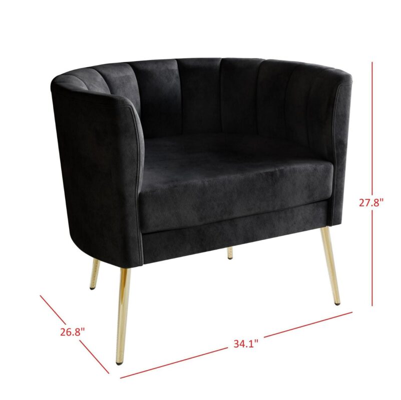 Home Design Modern Black Velvet Accent Chair - Image 5