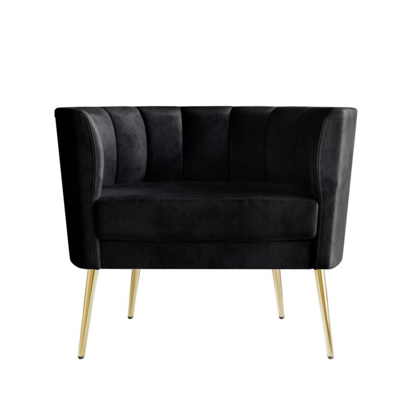 Home Design Modern Black Velvet Accent Chair - Image 3