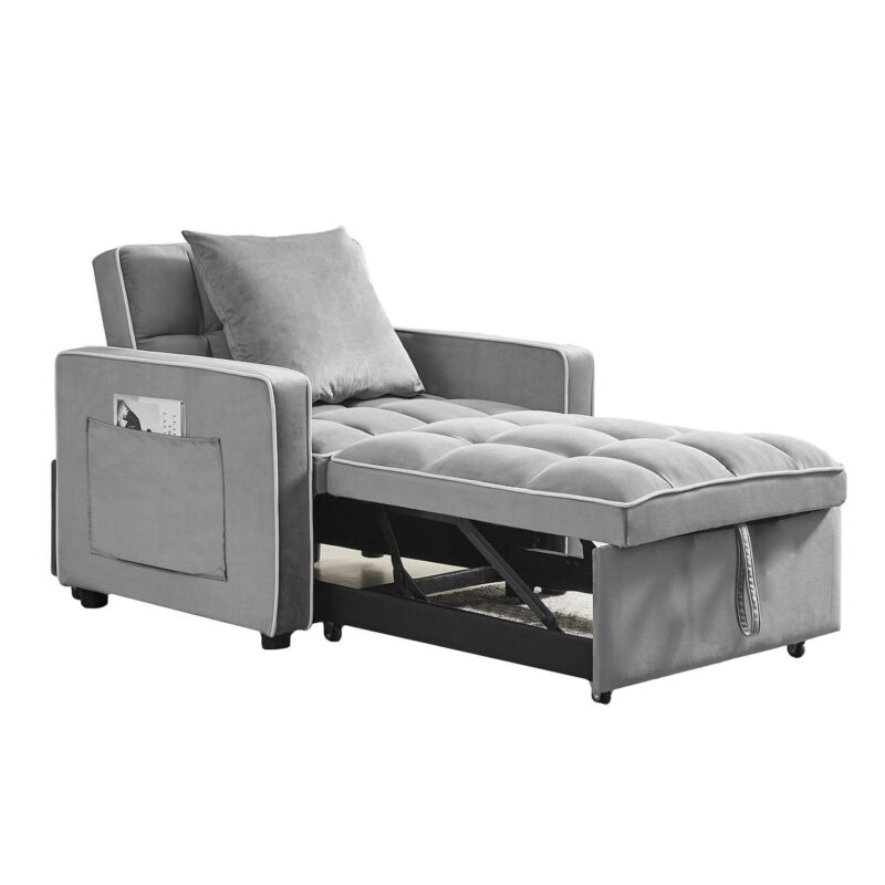 Hrinhom Casual GRAY Velvet Sleeper Chair