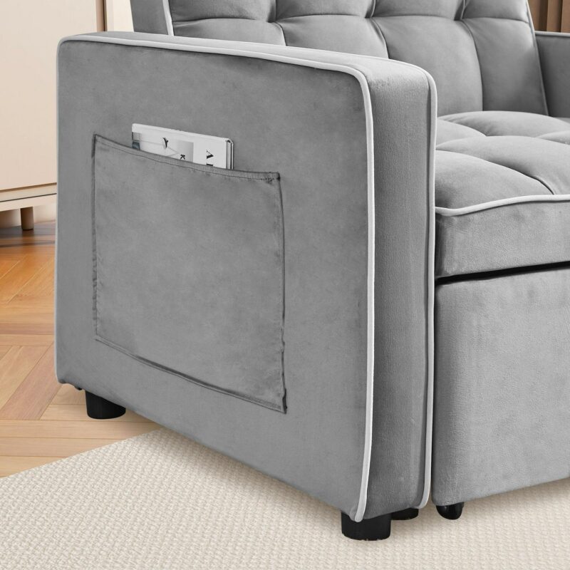 Hrinhom Casual GRAY Velvet Sleeper Chair - Image 5
