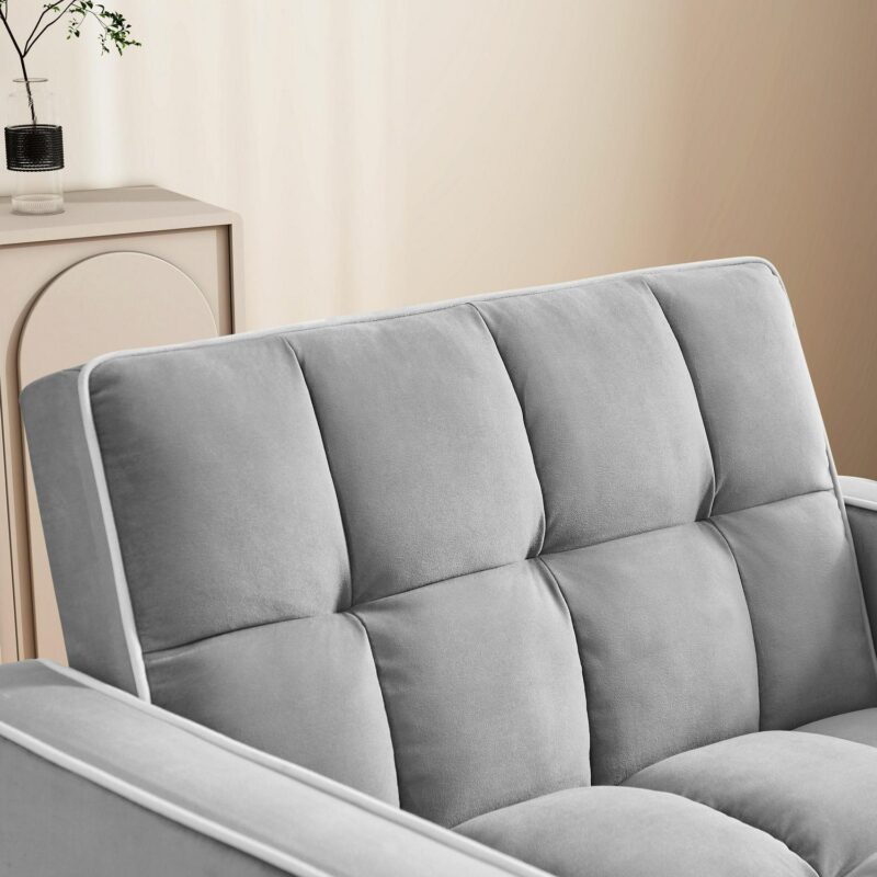 Hrinhom Casual GRAY Velvet Sleeper Chair - Image 4