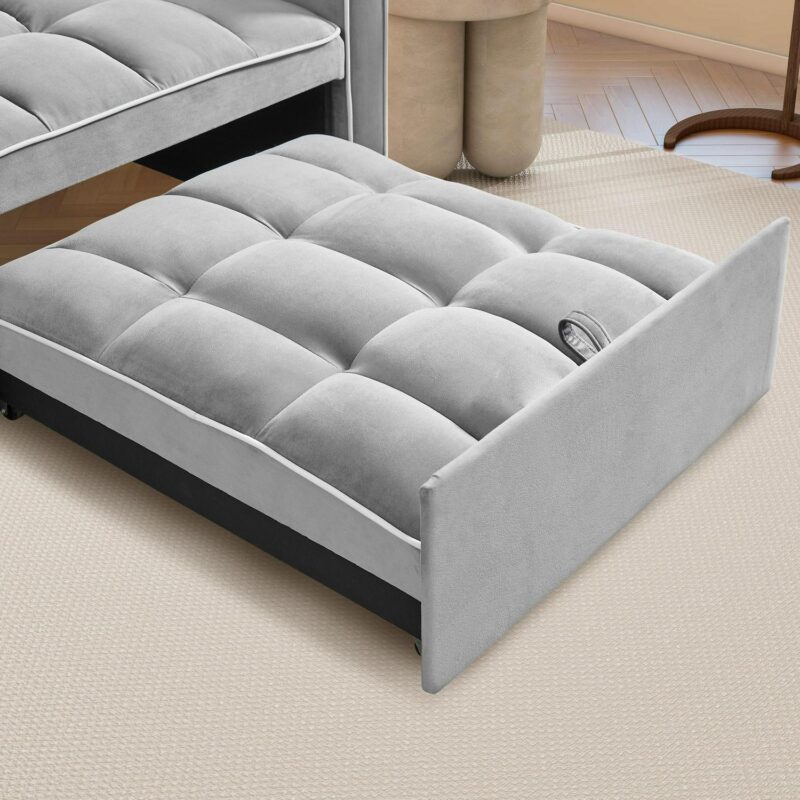 Hrinhom Casual GRAY Velvet Sleeper Chair - Image 6
