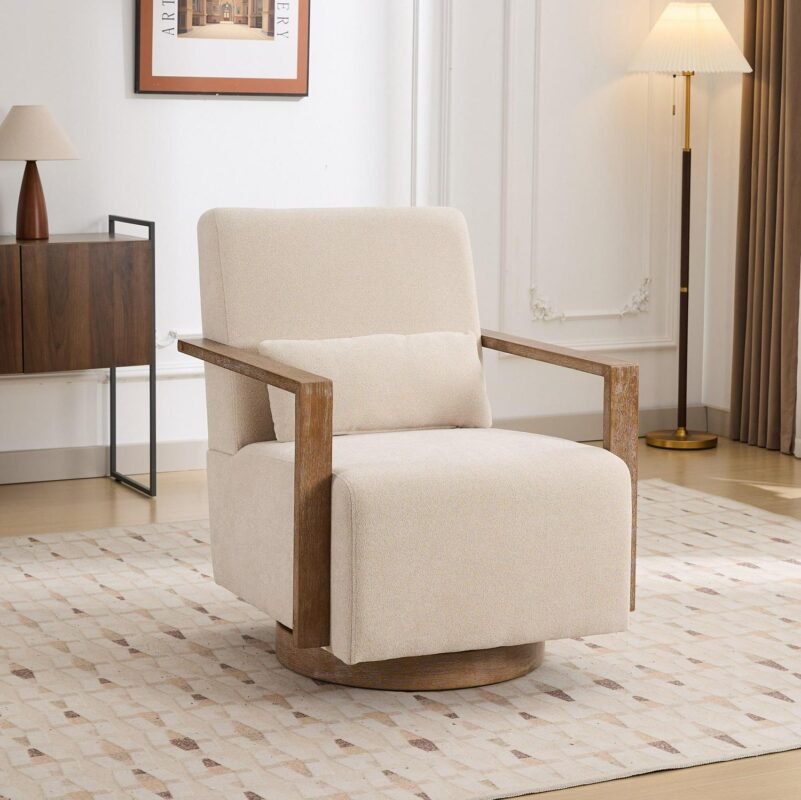 Hrinhom Modern BEIGE Swivel Accent Chair