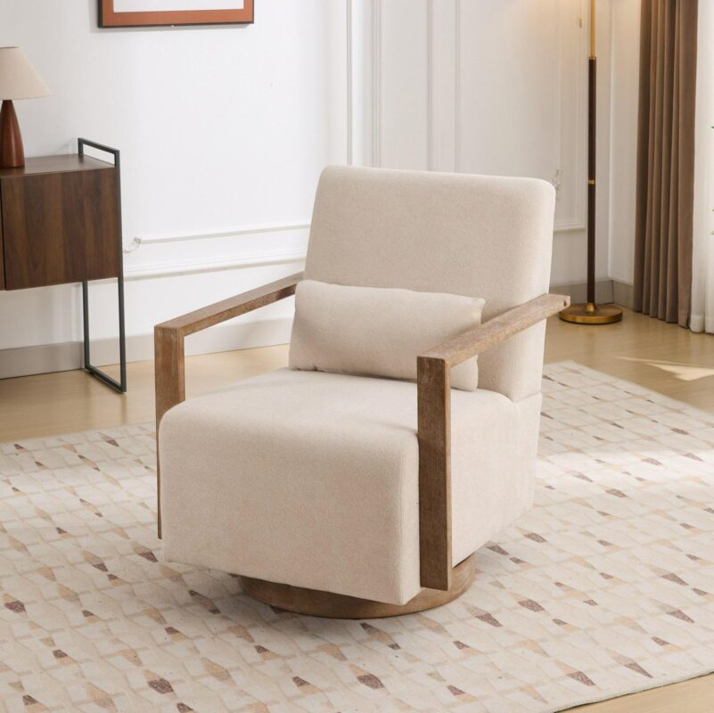 Hrinhom Modern BEIGE Swivel Accent Chair - Image 5