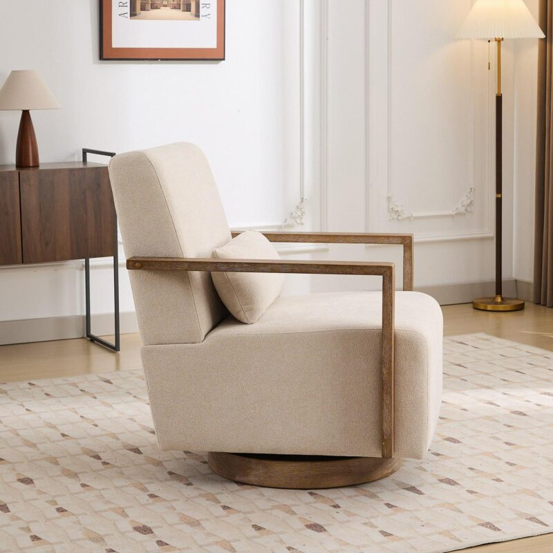 Hrinhom Modern BEIGE Swivel Accent Chair - Image 2