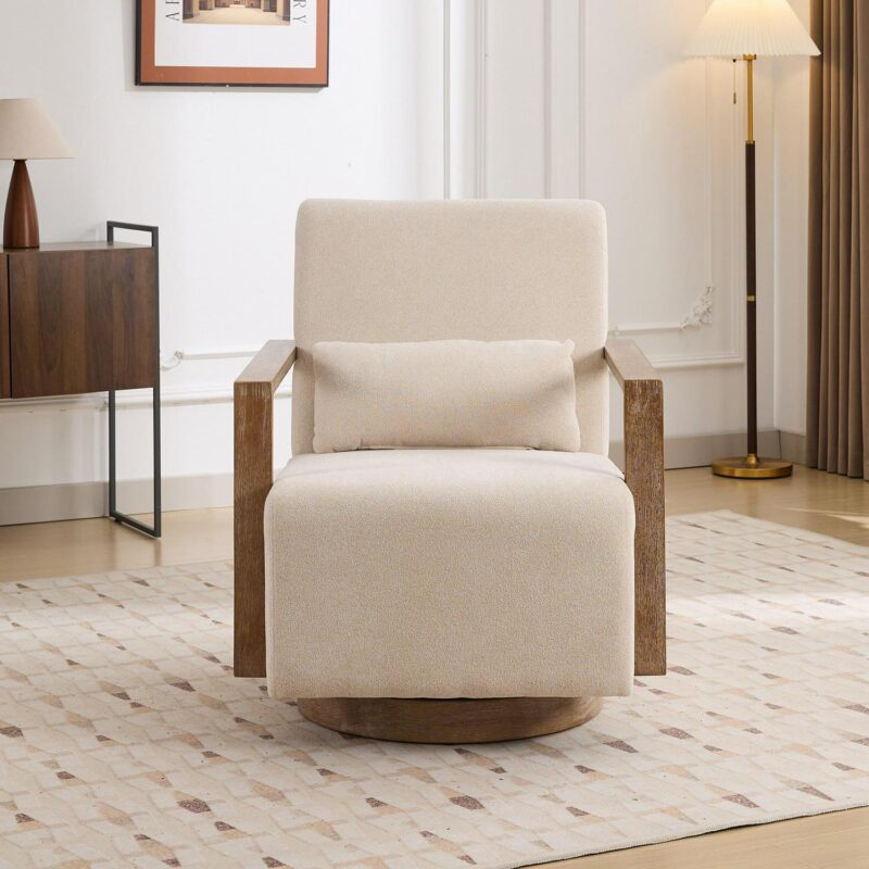 Hrinhom Modern BEIGE Swivel Accent Chair - Image 4