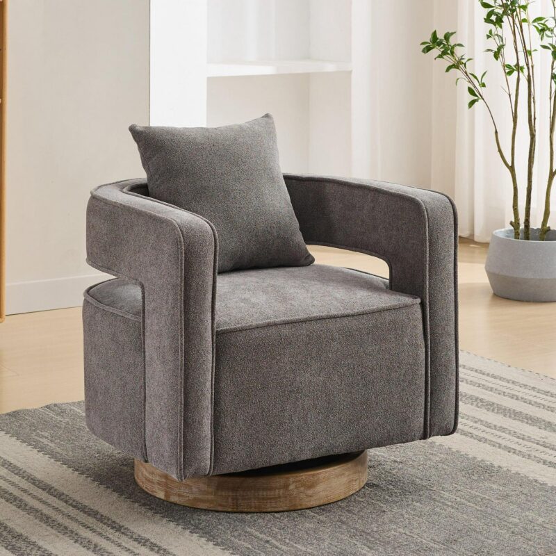 Hrinhom Modern CHARCOAL Swivel Accent Chair
