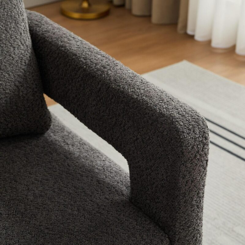 Hrinhom Modern CHARCOAL Boucle Swivel Accent Chair - Image 9