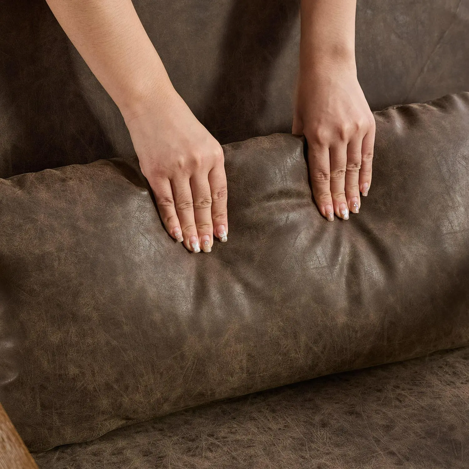 Hrinhom Modern COFFEE Faux leather Swivel Accent Chair - Image 12