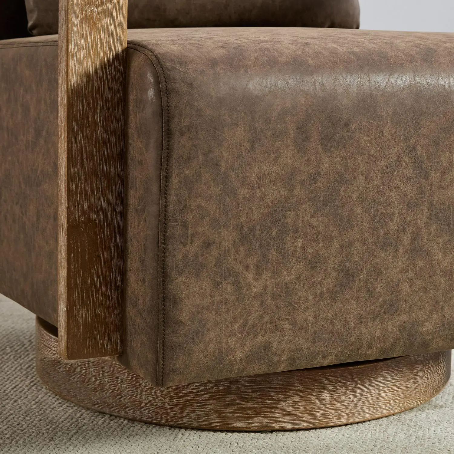 Hrinhom Modern COFFEE Faux leather Swivel Accent Chair - Image 10