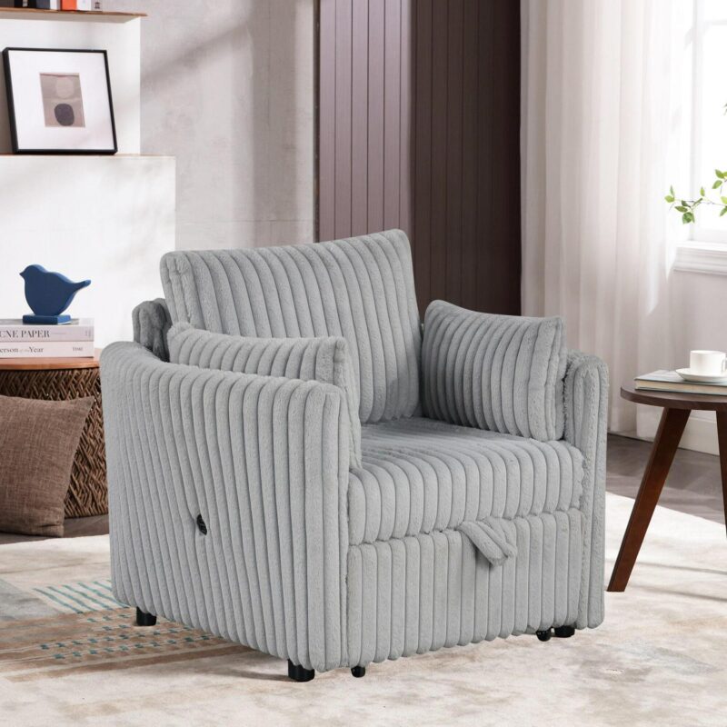 IHOMEadore Sleeper Chair Modern Gray Sleeper Chair - Image 8