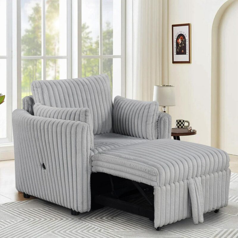 IHOMEadore Sleeper Chair Modern Gray Sleeper Chair