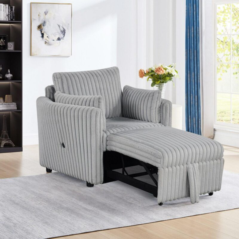 IHOMEadore Sleeper Chair Modern Gray Sleeper Chair - Image 6