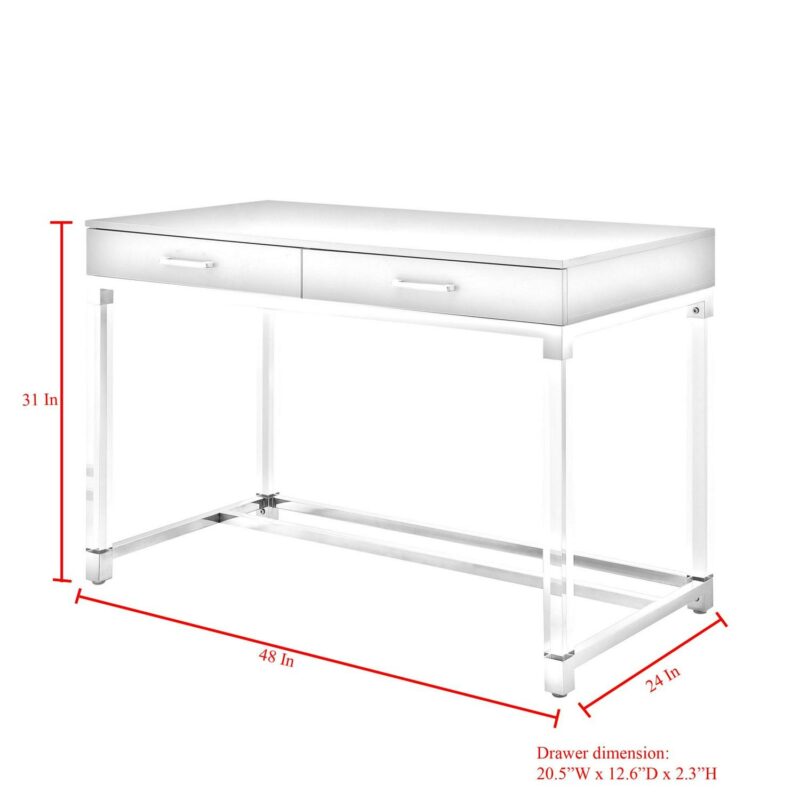 Inspired Home Caspian 48-in Black Modern/Contemporary Writing desk - Image 8