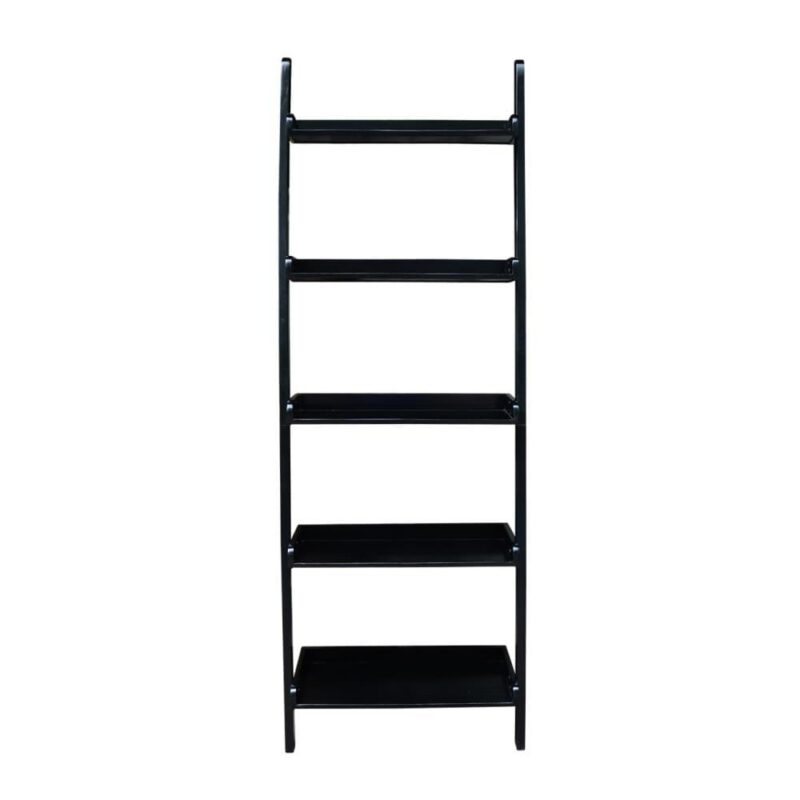 International Concepts Black Wood 5 -Shelf Ladder Bookcase ( 25-Inches W x 75-Inches H x 14-Inches D ) Painted - Image 2