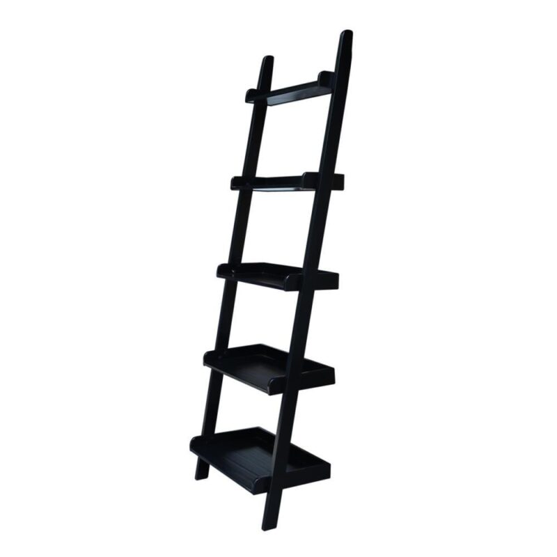 International Concepts Black Wood 5 -Shelf Ladder Bookcase ( 25-Inches W x 75-Inches H x 14-Inches D ) Painted - Image 6