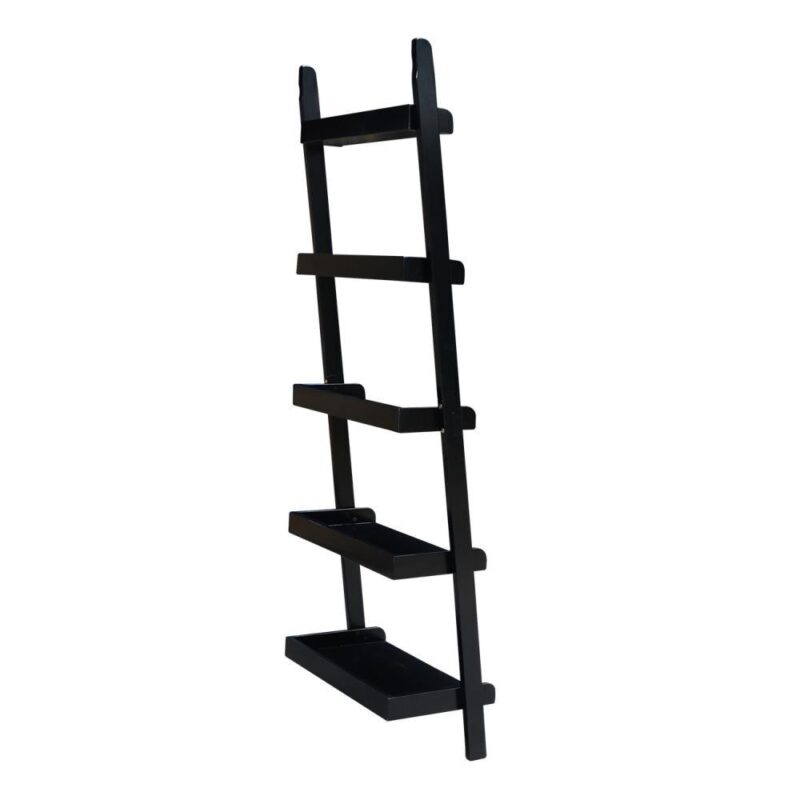 International Concepts Black Wood 5 -Shelf Ladder Bookcase ( 25-Inches W x 75-Inches H x 14-Inches D ) Painted - Image 3