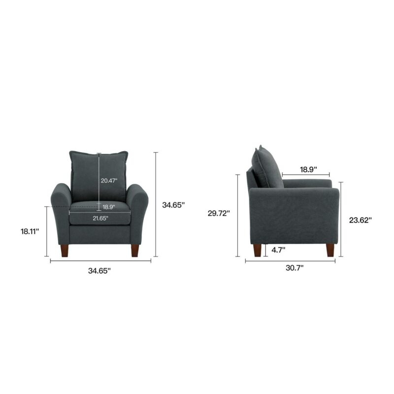 Jarenie Casual Dark Grey Linen Accent Chair - Image 7