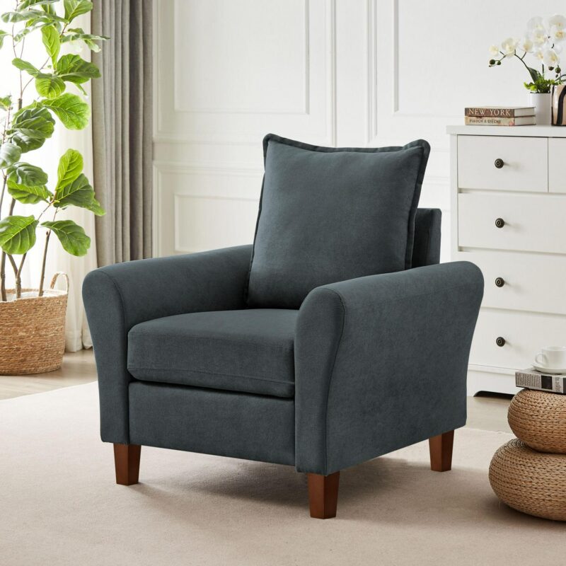 Jarenie Casual Dark Grey Linen Accent Chair - Image 8