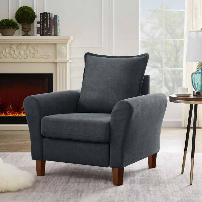 Jarenie Casual Dark Grey Linen Accent Chair - Image 5