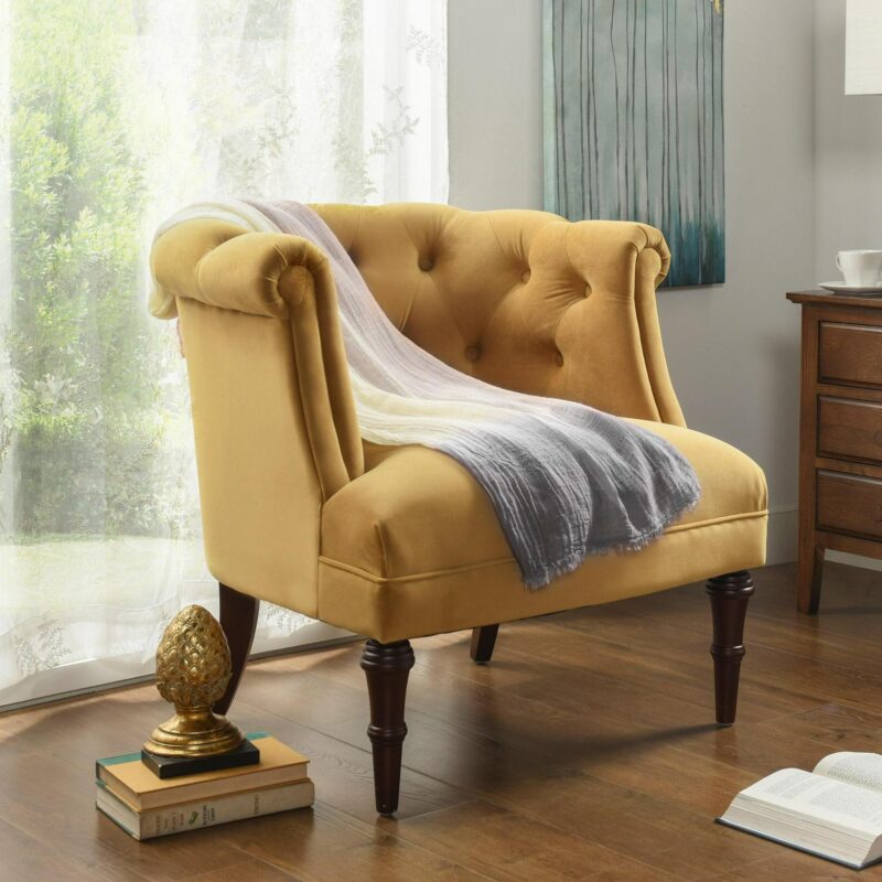 Jennifer Taylor Home Katherine Midcentury Gold Velvet Accent Chair - Image 3