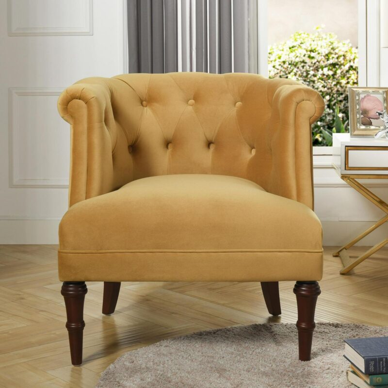 Jennifer Taylor Home Katherine Midcentury Gold Velvet Accent Chair - Image 2