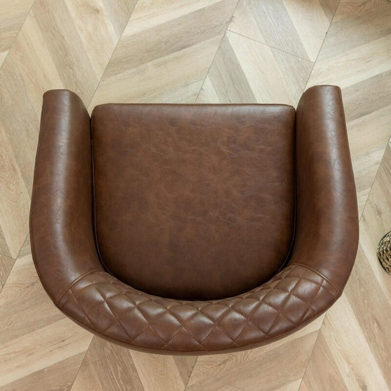 KINWELL Industrial Brown Faux leather Accent Chair - Image 5