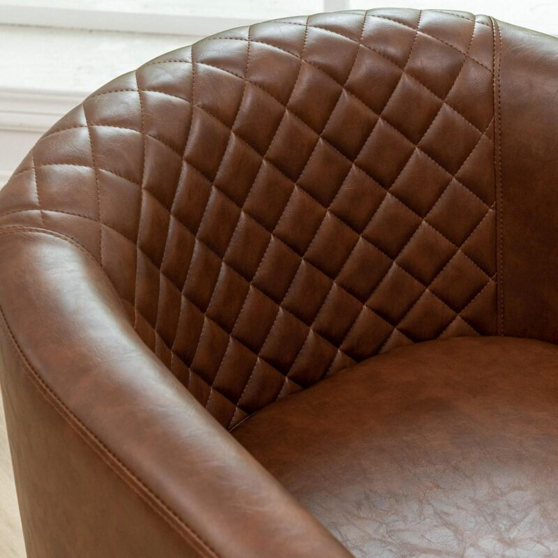 KINWELL Industrial Brown Faux leather Accent Chair - Image 4