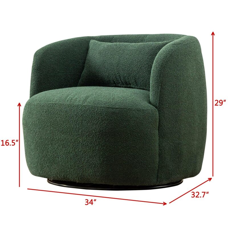 KINWELL Modern Green Boucle Swivel Accent Chair - Image 4