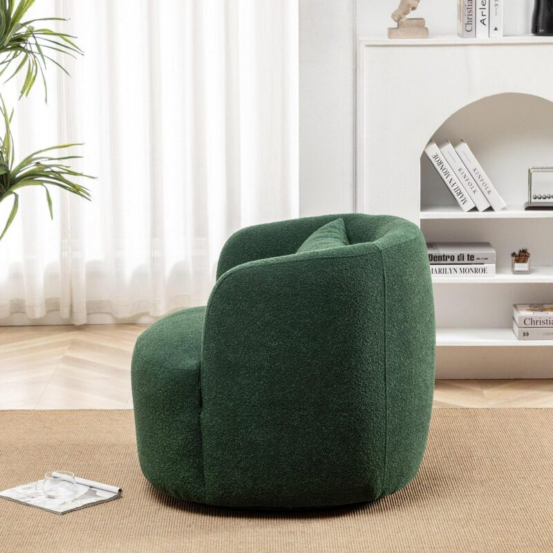 KINWELL Modern Green Boucle Swivel Accent Chair - Image 6