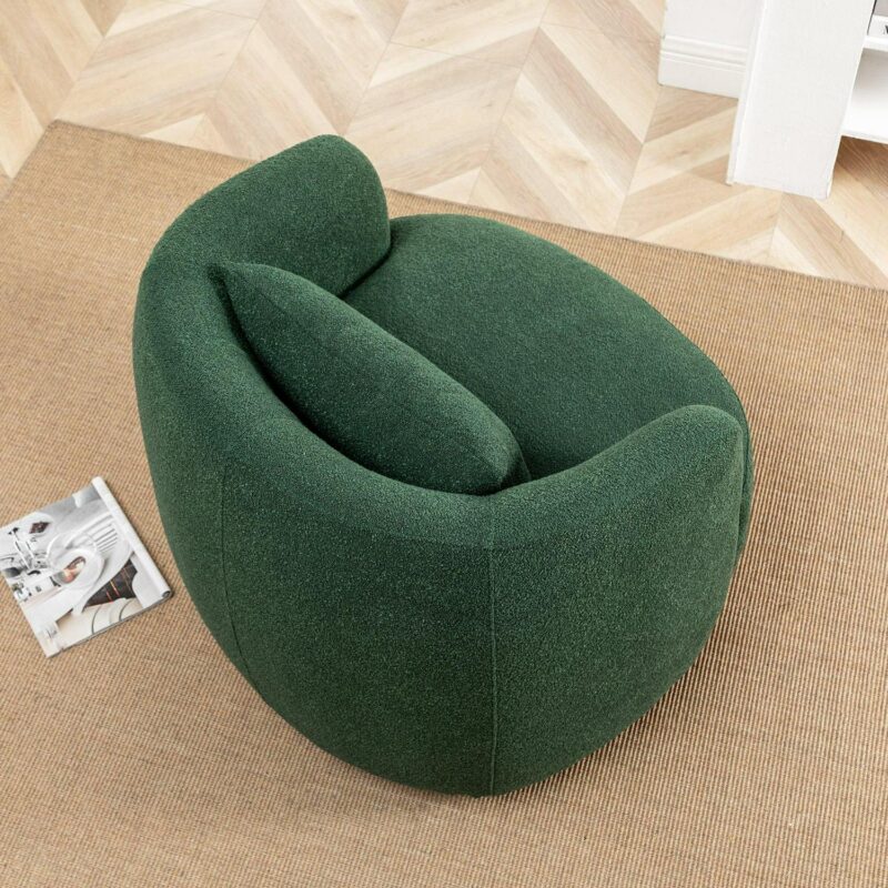 KINWELL Modern Green Boucle Swivel Accent Chair - Image 2