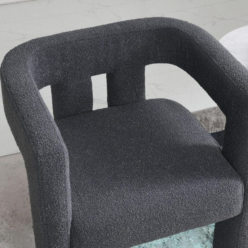 KINWELL Modern Jet Black Boucle Accent Chair - Image 9