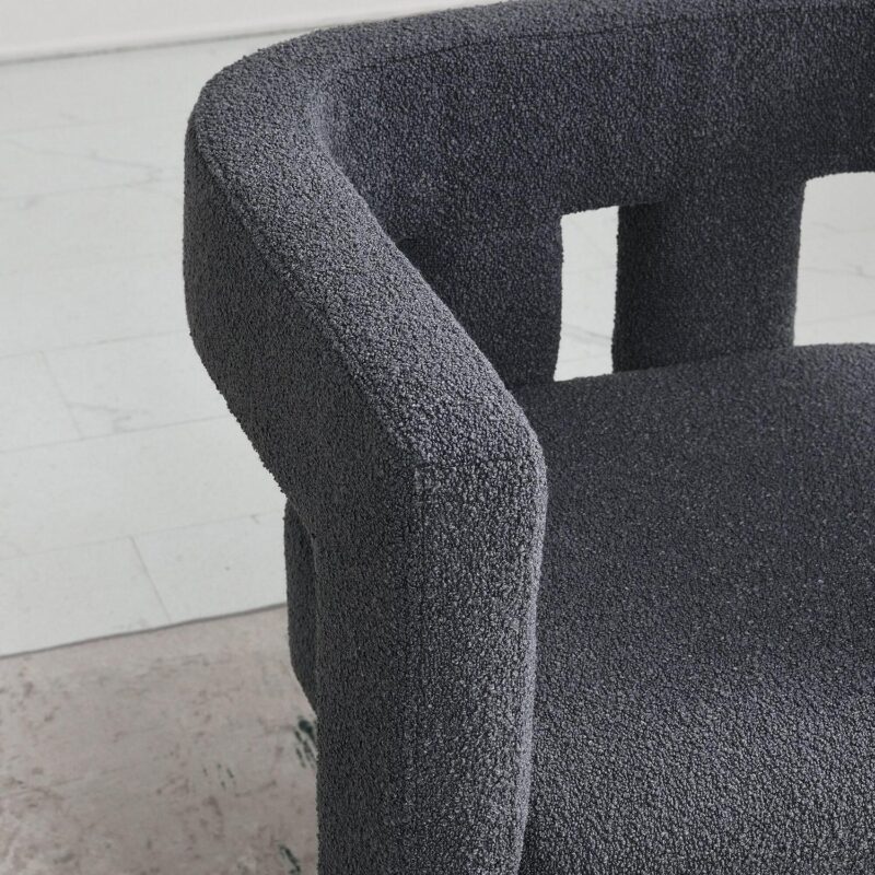KINWELL Modern Jet Black Boucle Accent Chair - Image 10