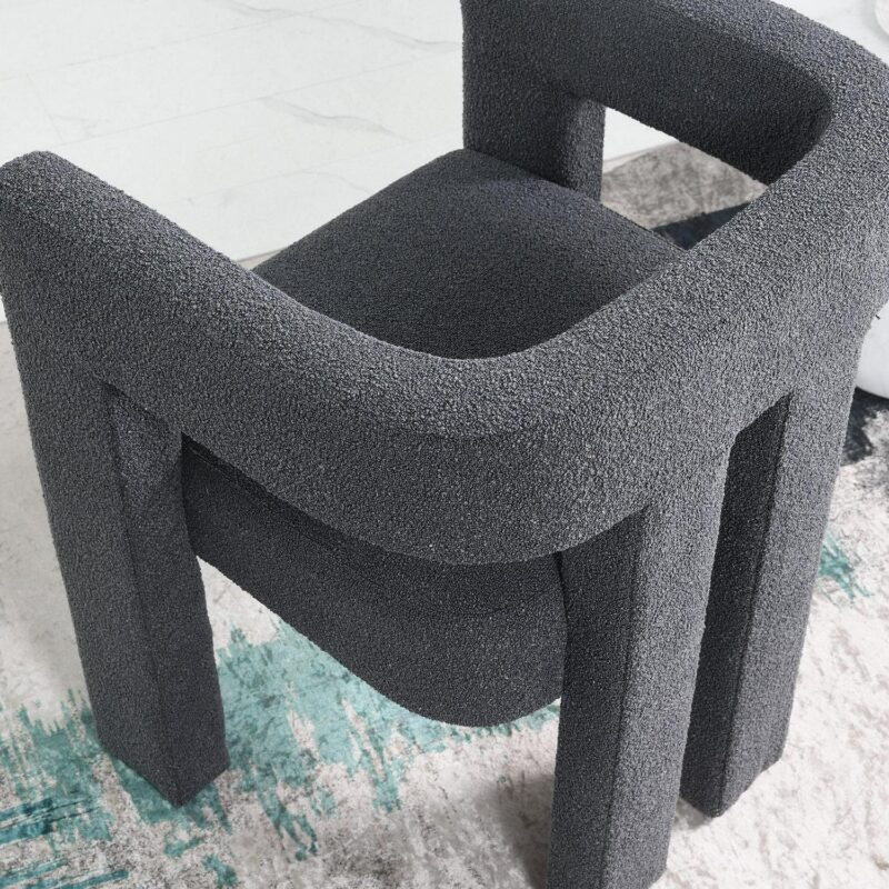 KINWELL Modern Jet Black Boucle Accent Chair - Image 11