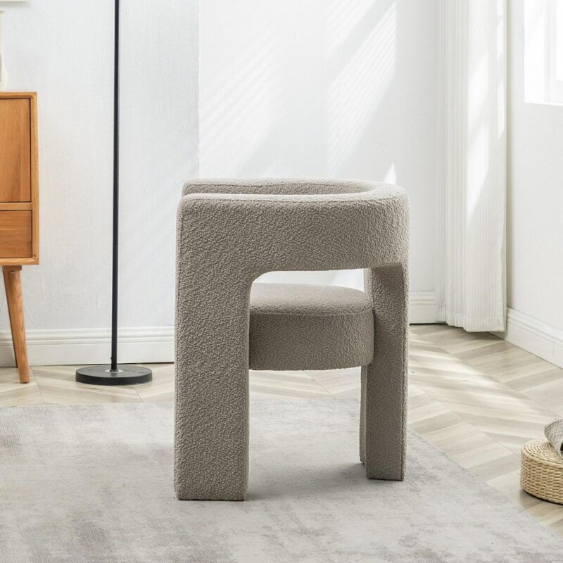 KINWELL Modern Oatmeal Boucle Accent Chair - Image 5