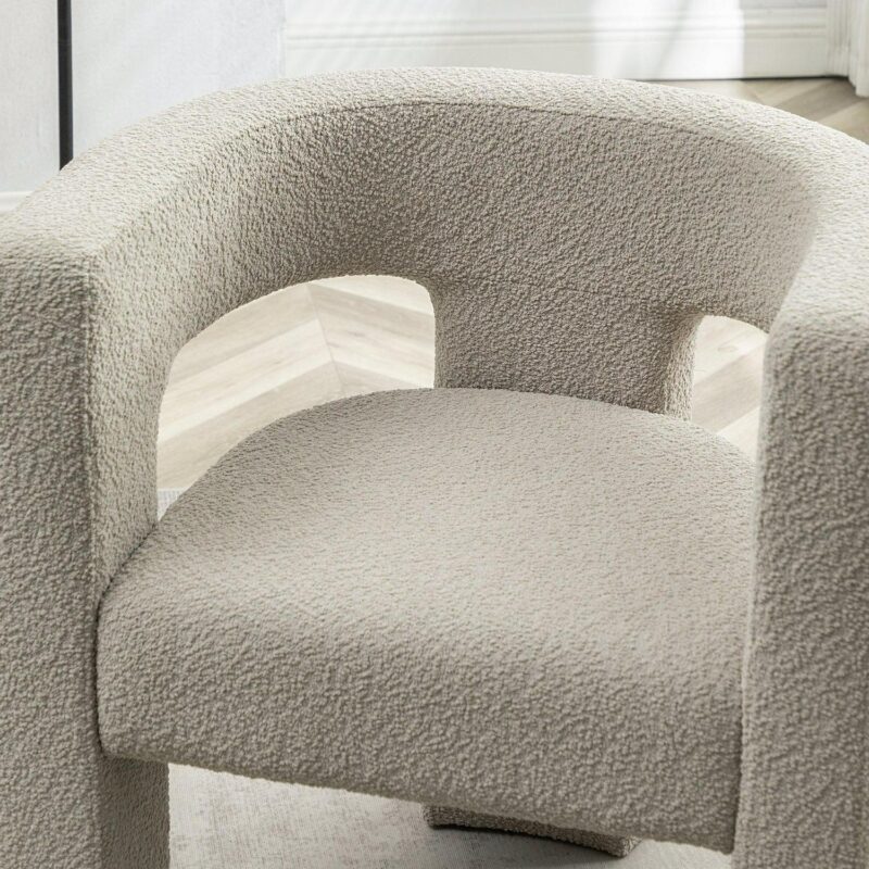 KINWELL Modern Oatmeal Boucle Accent Chair - Image 9