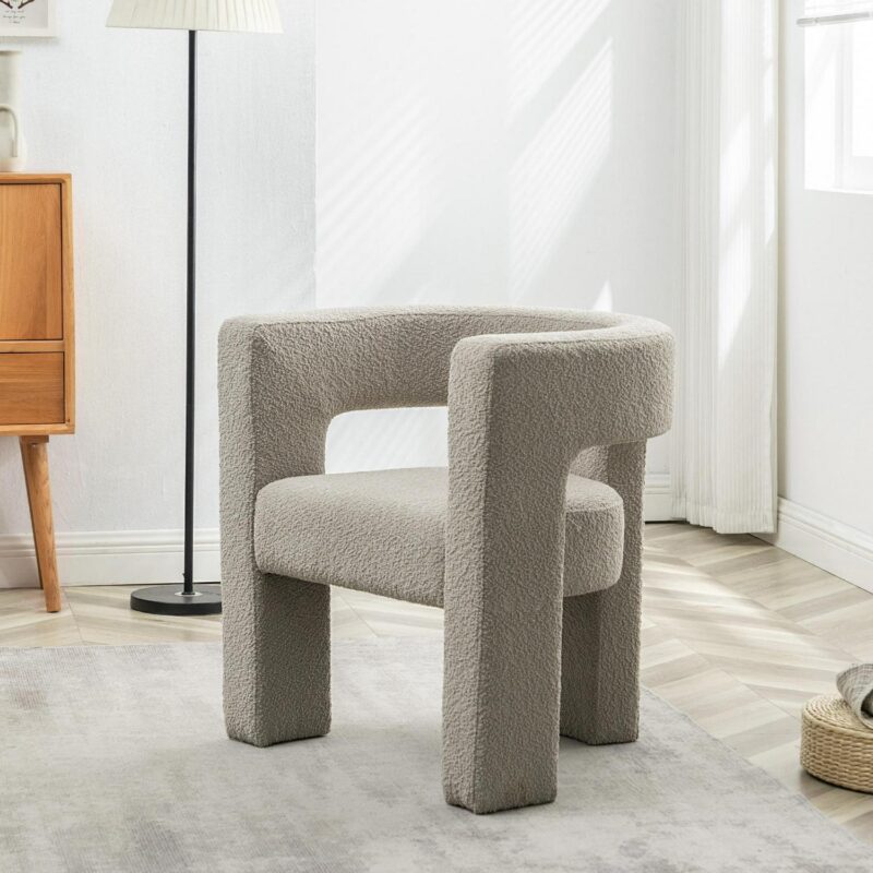 KINWELL Modern Oatmeal Boucle Accent Chair - Image 4