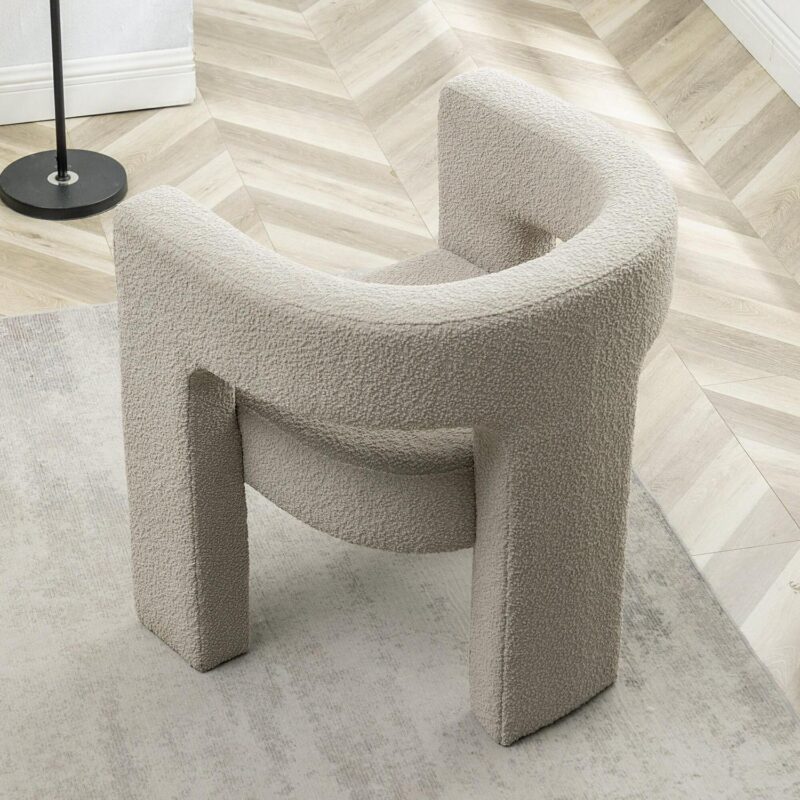 KINWELL Modern Oatmeal Boucle Accent Chair - Image 8