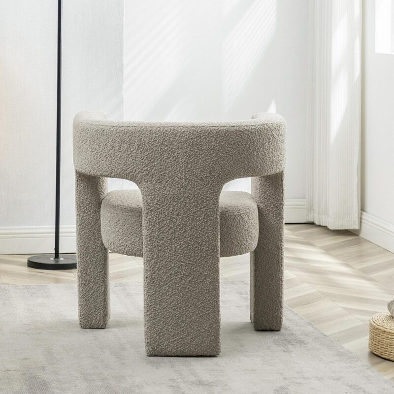 KINWELL Modern Oatmeal Boucle Accent Chair - Image 6