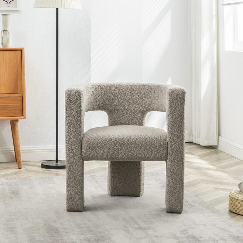 KINWELL Modern Oatmeal Boucle Accent Chair - Image 3