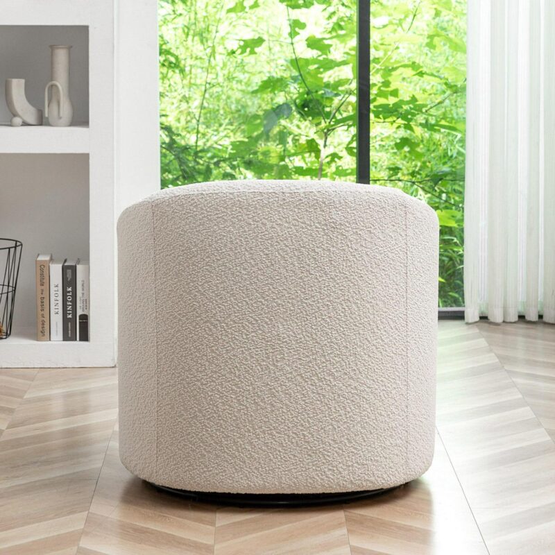 KINWELL Modern White Boucle Swivel Accent Chair - Image 5