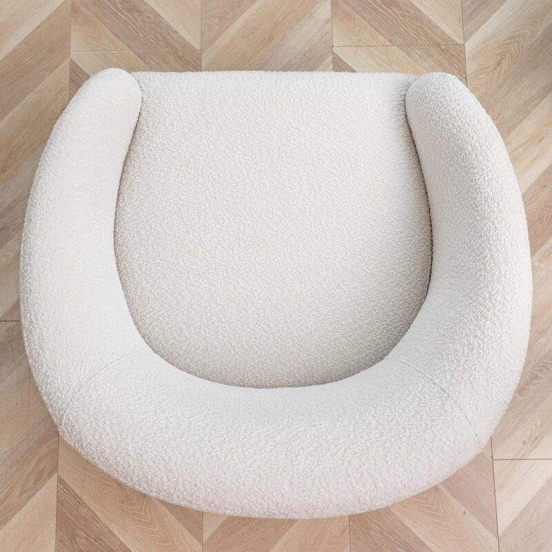 KINWELL Modern White Boucle Swivel Accent Chair - Image 7