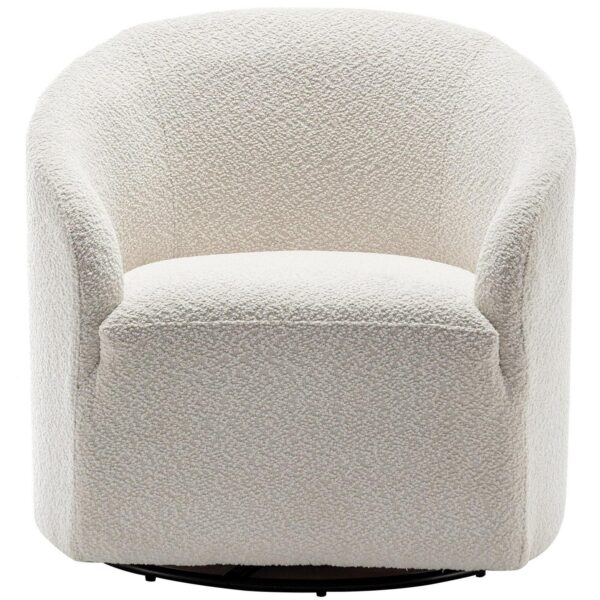 KINWELL Modern White Boucle Swivel Accent Chair