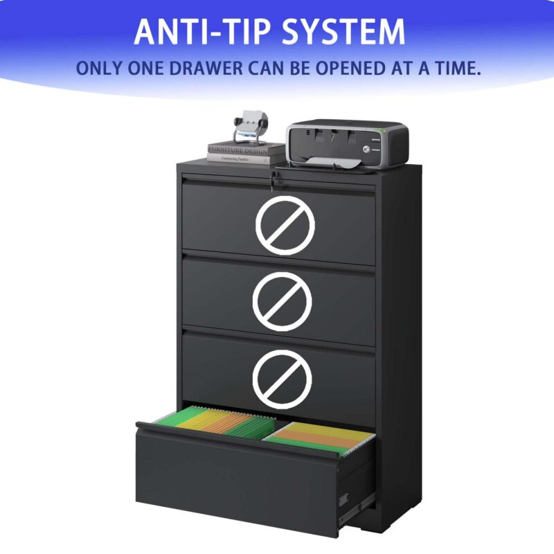 Kahomvis Black Office Cabinet - Image 5