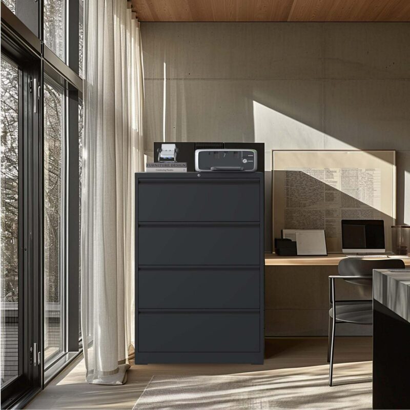 Kahomvis Black Office Cabinet - Image 2