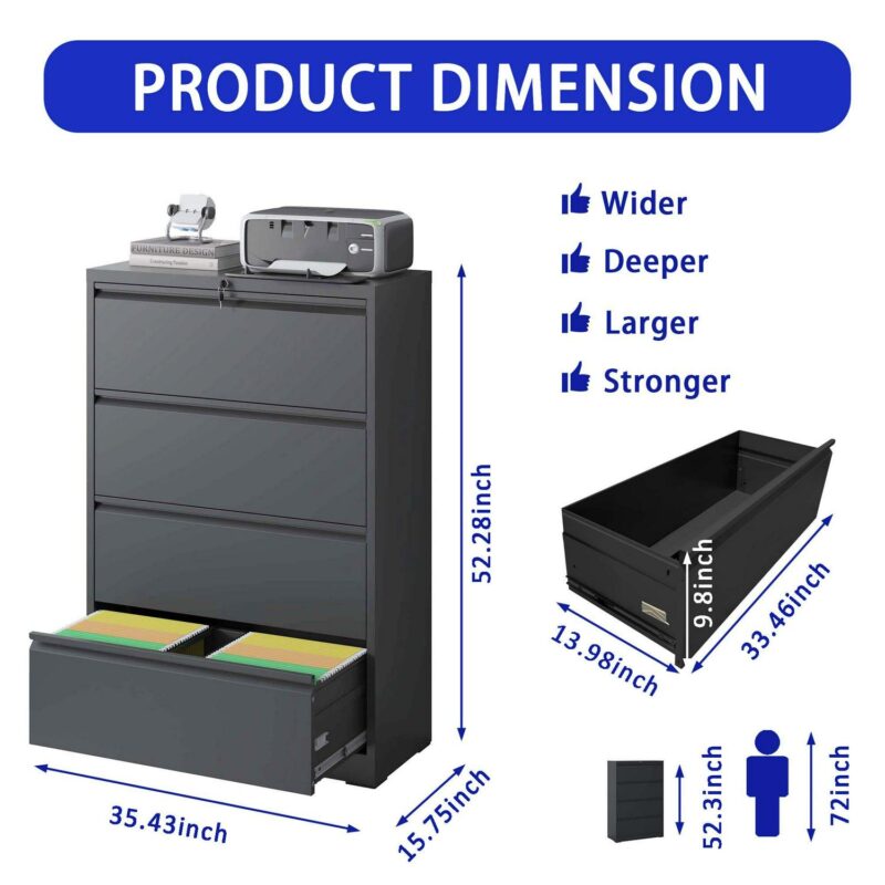 Kahomvis Black Office Cabinet - Image 4