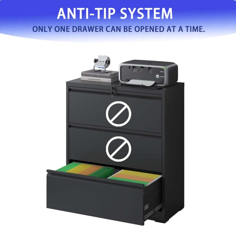 Kahomvis Black Office Cabinet - Image 5