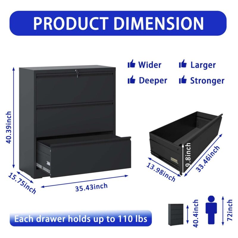 Kahomvis Black Office Cabinet - Image 3