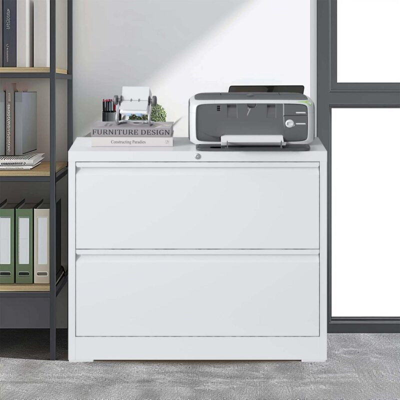 Kahomvis White Office Cabinet - Image 2