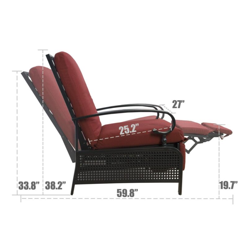 Kozyard Burgundy Polyester Upholstered Recliner - Image 6